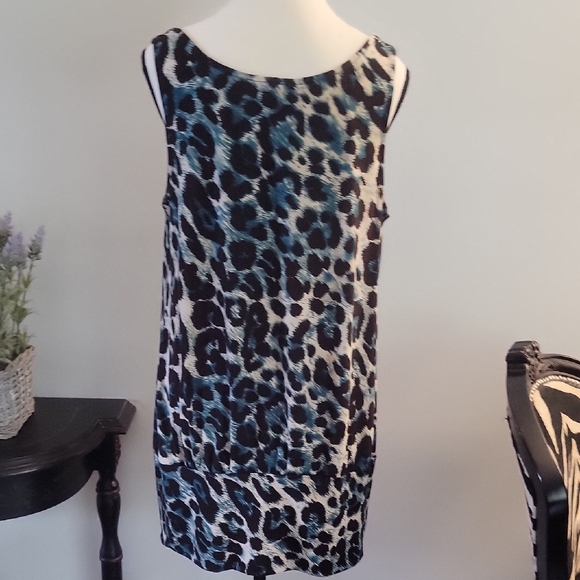 INC International Concepts Blue and Black Sleeveless Cowl Neck Tunic - Picture 4 of 5